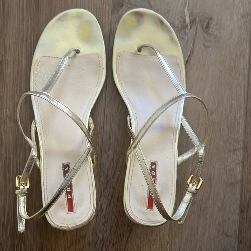 Gold Prada Sandals